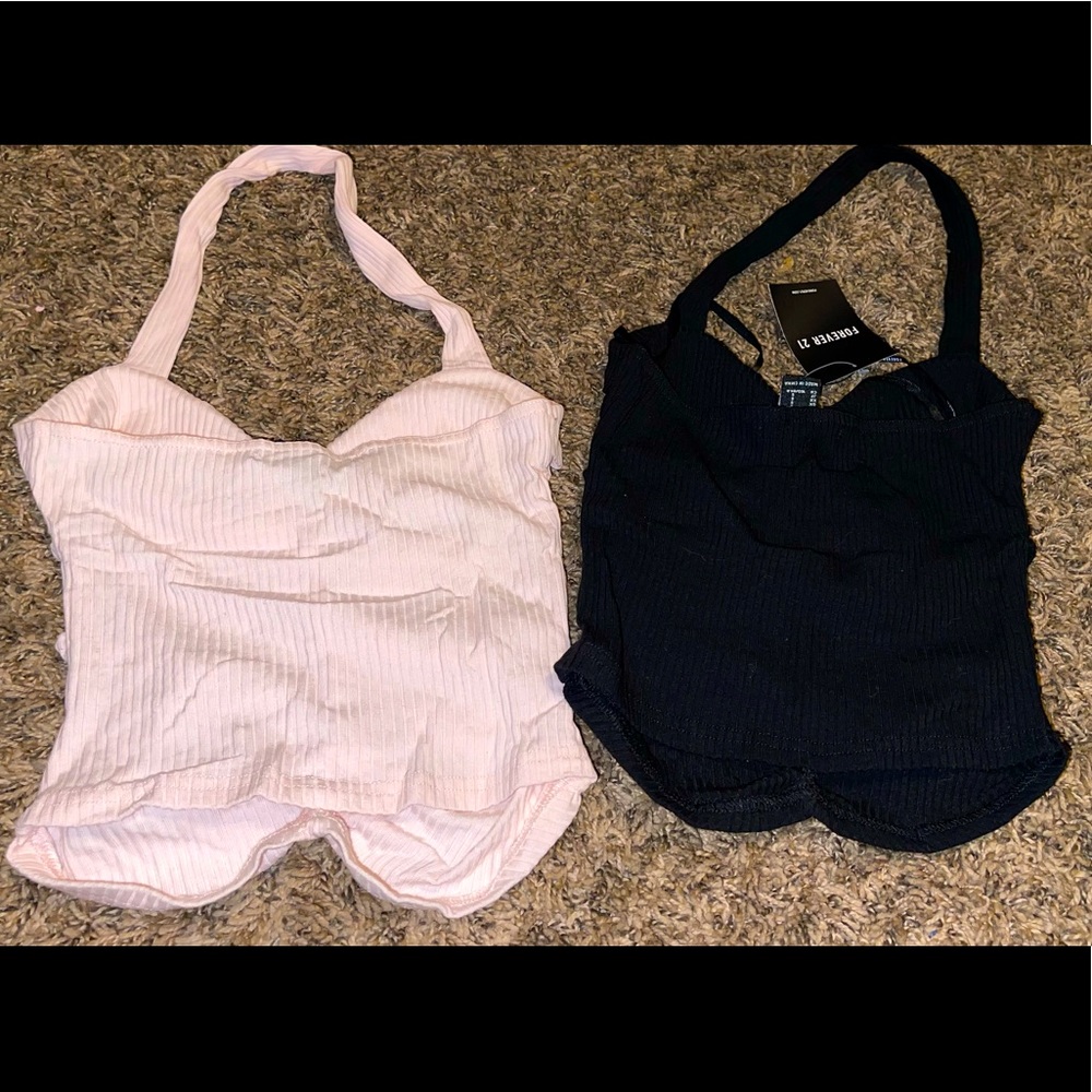 2 crop open back tops